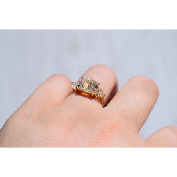 Size 7 14k Gold Diamond Ring, Raw Diamond Engagement Ring, Solid Gold Engagement - Picture 5 of 10